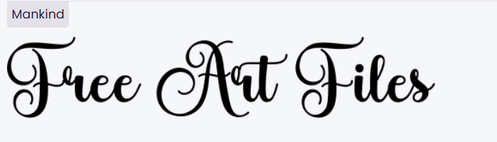 Elegant and modern Mankind script font with luxurious swashes and tails, perfect for weddings, logos, and creative projects